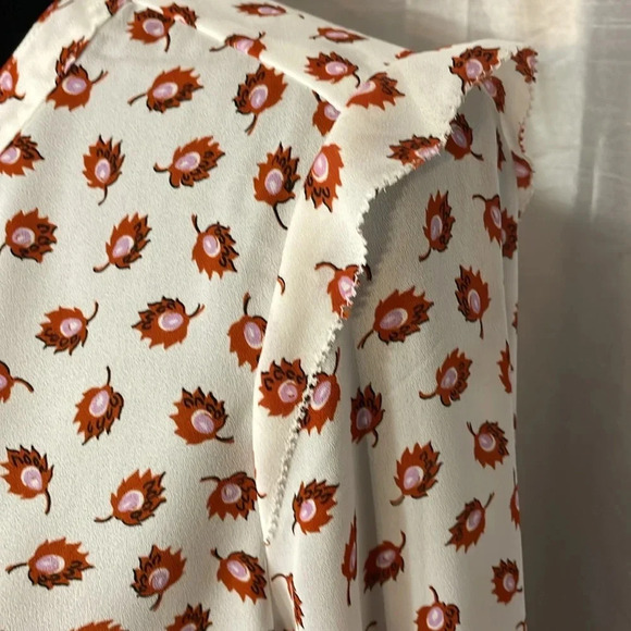 Liz Claiborne Career Women’s Large Button Down Long Sleeve Leaf Print Blouse - Picture 6 of 9